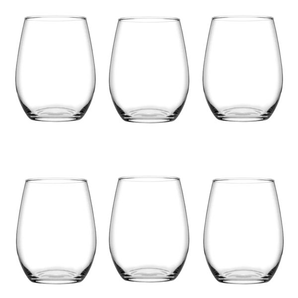 Amber Wine Glass 6 Piece 570ml Stemless Glass