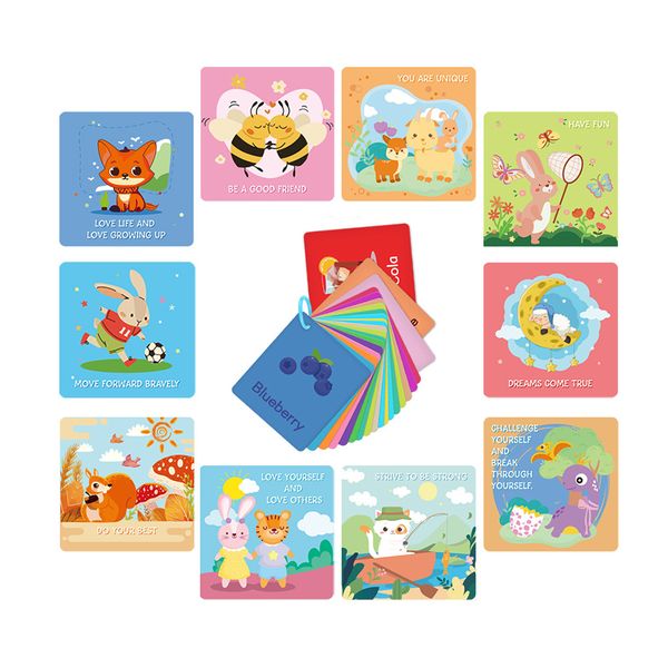 50 Piece Kid First Food Cognitive Flashcards With Motivational Lunch Cards