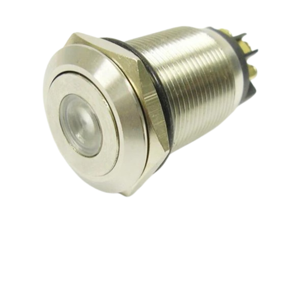 AVP19FWM3SDR12 - 19mm Momentary Vandal Switch, Red Dot LED, IP65, 12V
