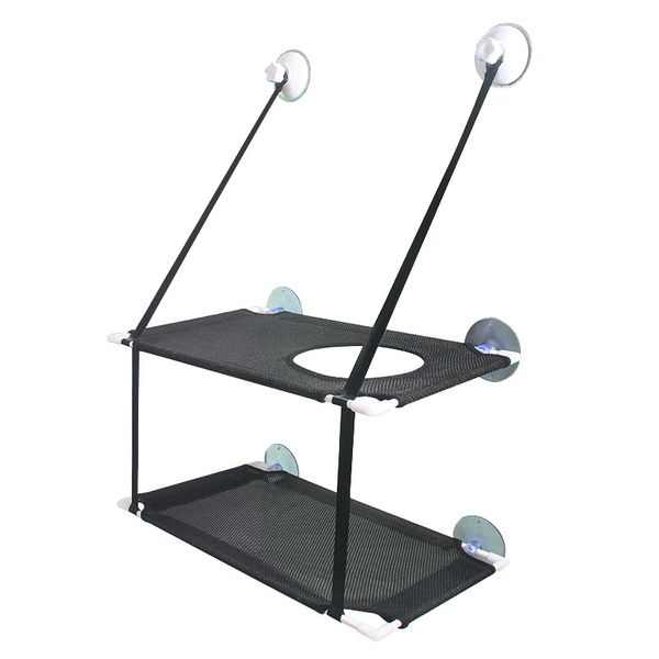 Cat Hammock Window Bed Sunny Seat Cat Resting Seat (Double Layers, Black)