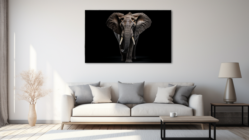 Canvas Wall Art - Elephant in Black Background - MT0350