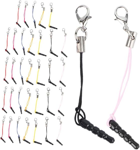 Multi-color Phone Charms With 3.5mm Dust Plug Straps And Lobster Clasps