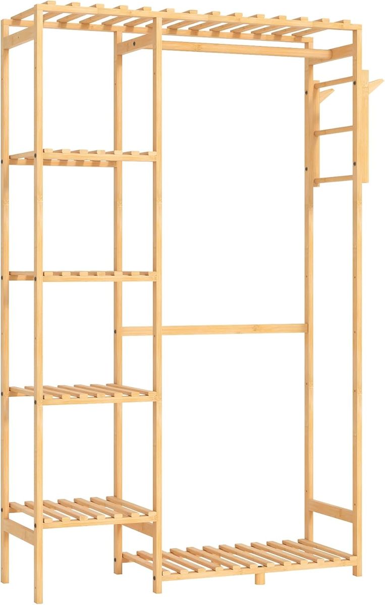Decorum & Co - Bamboo Freestanding Garment Rack with Shelves