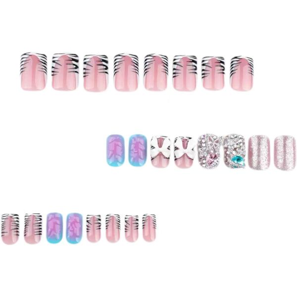 French Style 3D Black And White Zebra Stripe Bow Nail Art