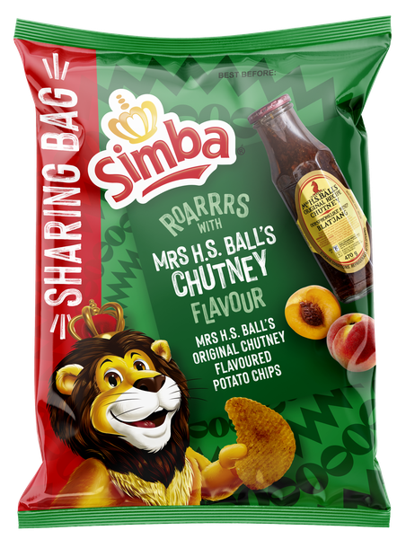Simba Potato Chips Extra Large Bag Mrs Balls Chutney 15x200g