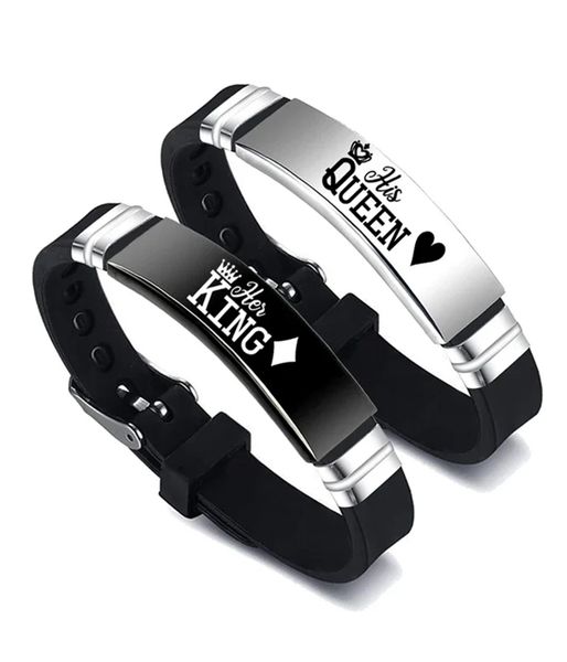 2-Piece Set Her King&amp;His Queen Crown Luminous Couple Bracelets