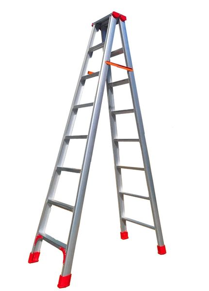 ZYS - Double Sided A Frame Aluminium Step Ladder - 8 Step Each Side - 2.3m