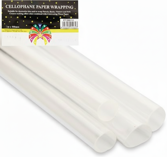 Clear Cellophane Gift Wrap Sheet 500mm x 2m - Versatile and - 2 Pack