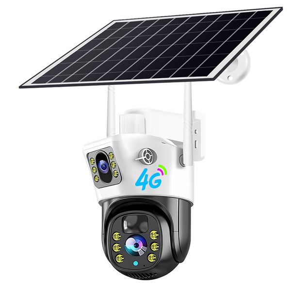Solar Powered 4G Outdoor Security Camera,Dual-Lens PTZ Surveillance Camera