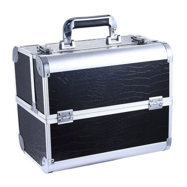 Faux Leather &amp; Aluminium Storage Cosmetics Makeup Case