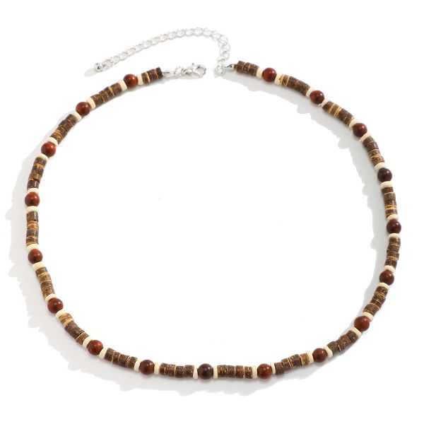 ZELTRYN New Bohemian Style Patchwork Wooden Bead Necklace