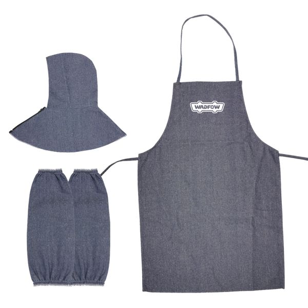 Wadfow - Denim Work Set Hat, Sleeves and Apron Pieces