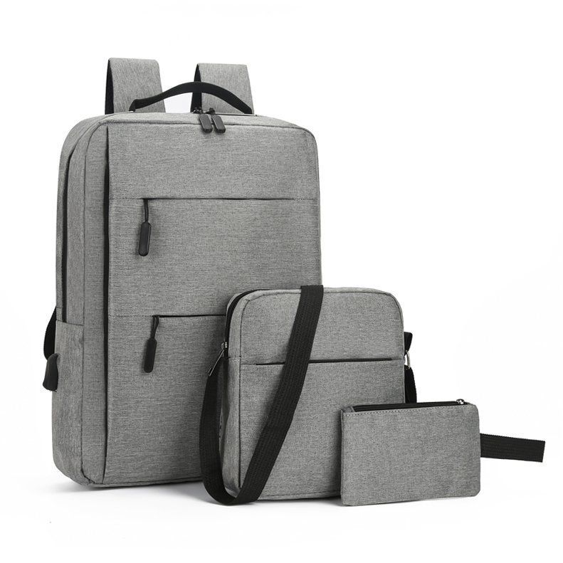 Backpack with Messenger Bag Handbag External USB Port (3 Piece Set ...