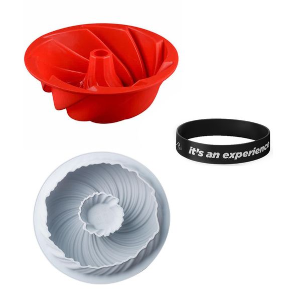 Killer Deals Round Swirl + Spiral Bundt Cake Silicone Baking Mould Combo