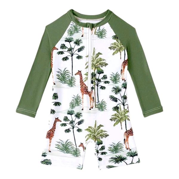 Kids Boy Long Sleeve Swimsuit with Zipper - Wild Theme 2-3 Years