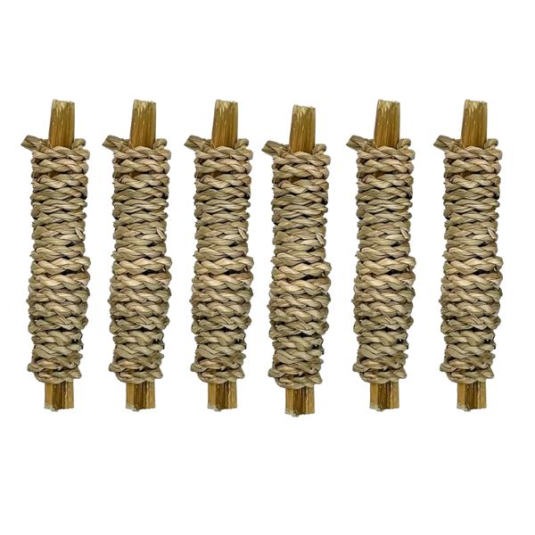 Pet Natural Seagrass Sweet Bamboo Chew Sticks For Rodents 6Piece - 12cm