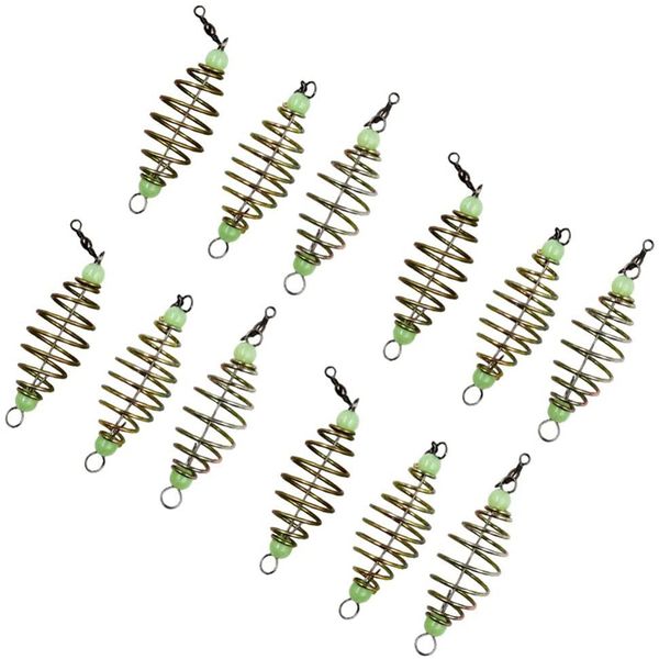 12Pcs Luminous Carp Fishing Feeder Coil In-Line Lures Basket Baits