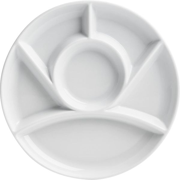 White Stoneware Round Fondue Plate