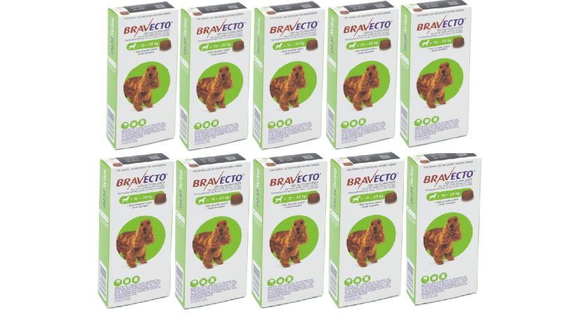 Bravecto Chewable 3 Monthly Tablets for Dogs 10.1 - 20kg x 10