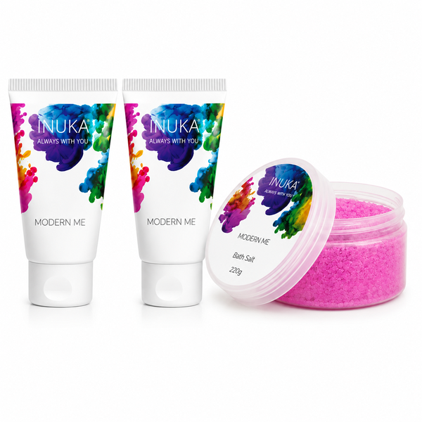 Inuka Modern Me Body Wash, Body Lotion and Bath Salt Set - Pink for Her