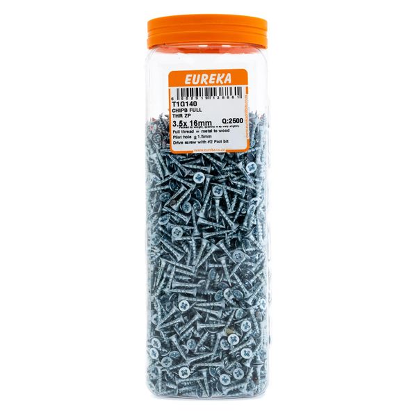 EUREKA Chipboard Screws Full Thread Zinc Plated 3.5 x 16mm Q:2500 T1G140