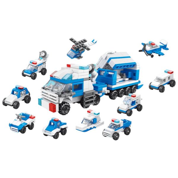 10-in-1 Police Vehicle Building Blocks Set - Multicolour - 301 Pieces