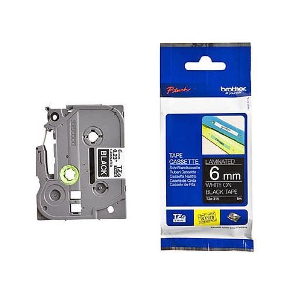 Compatible BROTHER TZE 315 Labelling Tape Cassette - 6mm White on Black 8m