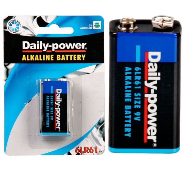 Bulk Pack x 6 Daily-Power Alkaline Battery 9 Volt