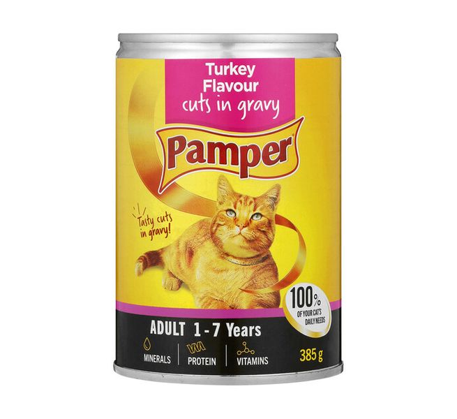 Pamper Moist Cat Food Turkey Cuts (12 x 385g)