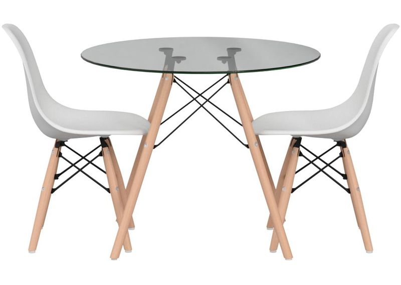 3pc Round Glass Dining Table