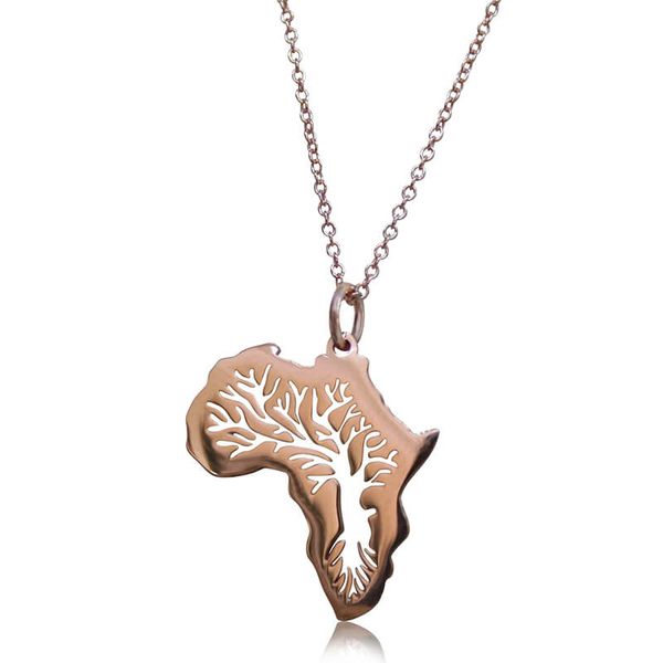 Kool Africa - Sterling Silver - Africa with Tree of Life - Rose Gold Plated