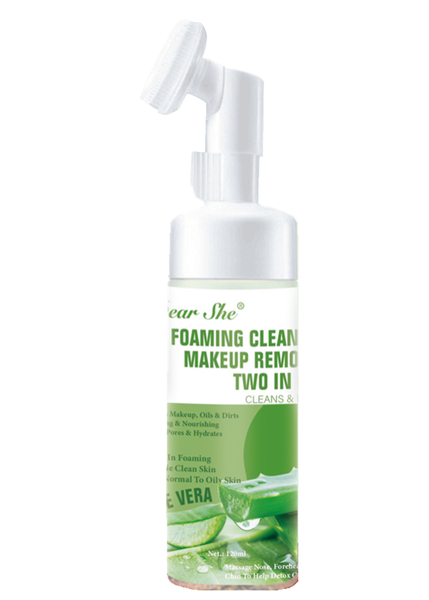 Dear She Soothing Cleansing Facial Mousse, Aloe Vera 2-in-1 Makeup Remover