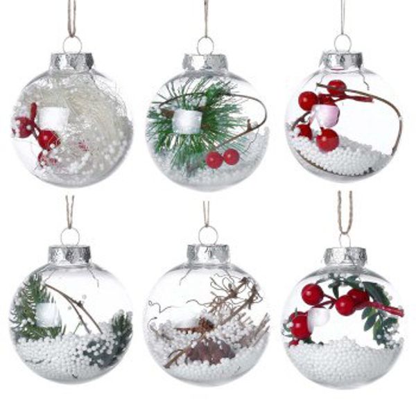 Christmas Transparent Baubles, for Festival Party,set of 6
