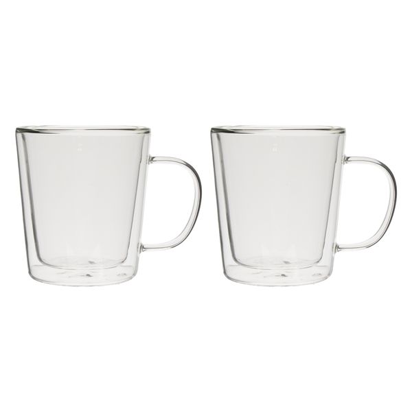 Consol Roma Double Wall Borosilicate Glass Coffee Mug 2PK, 320ml