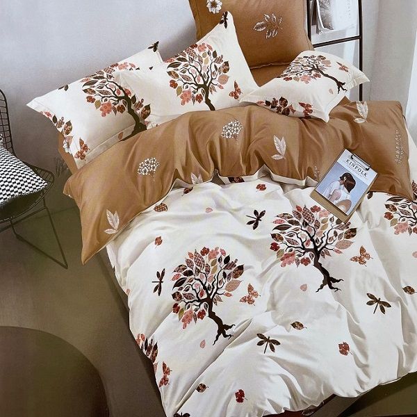Soft Touch Embellished Six Pc's Duvet Cover Set Cream-white &amp; Brown