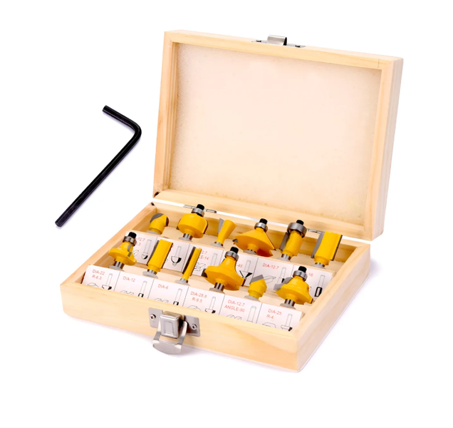 QKTNIUBI 1/4 Inch Shank 12-Piece Wood Router Bit Set