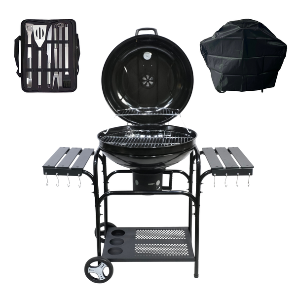 BraaiBoss 57cm Charcoal Kettle Braai - Side Tables, Cover, Braai Tool Set