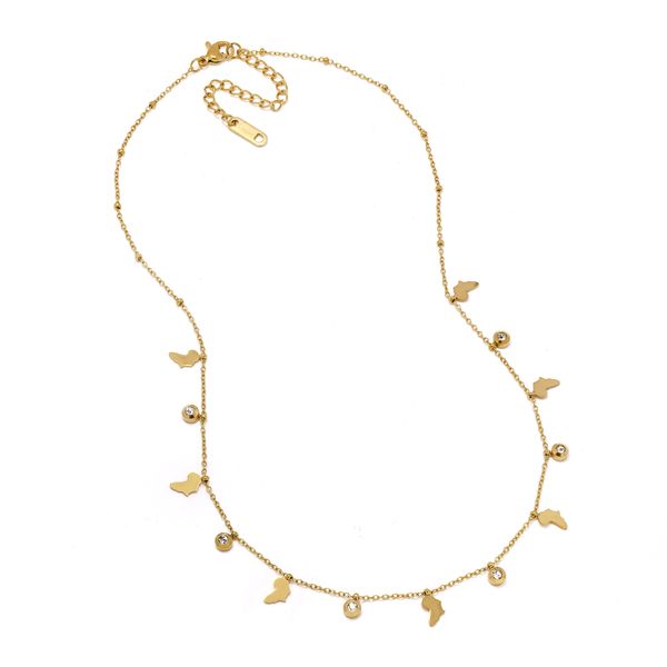 Lily &amp; Rose Waterproof Africa &amp; CZ Charm Stainless Steel Necklace