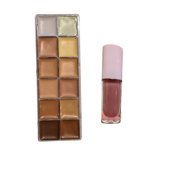 12 Cream Color Correcting Concealer Palette with Cream Lippie