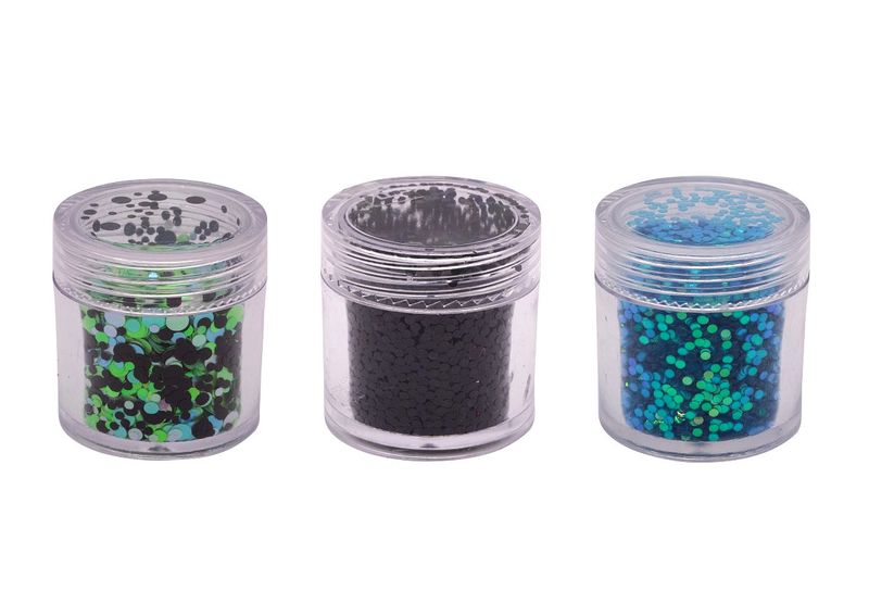 Spangles Nail Art Decoration Set - 3 pack Rainbow Green, Black, Blue