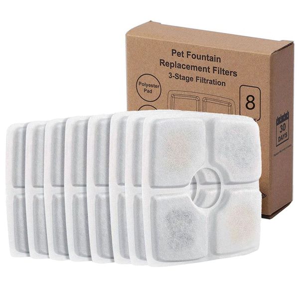 8Pcs Replacement Filter for Cat/Dog Water Dispenser Ion Exchange Resin-Sq.