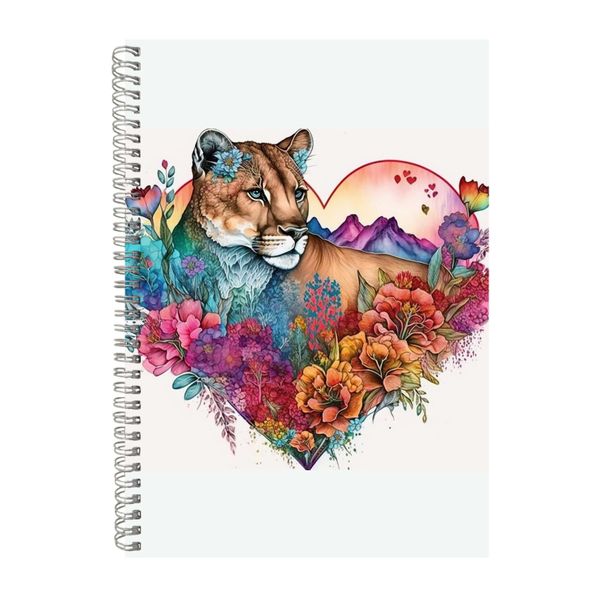 Cougar 3 Watercolor Heart Notebook Animal Gift Idea Notepad Pad 117