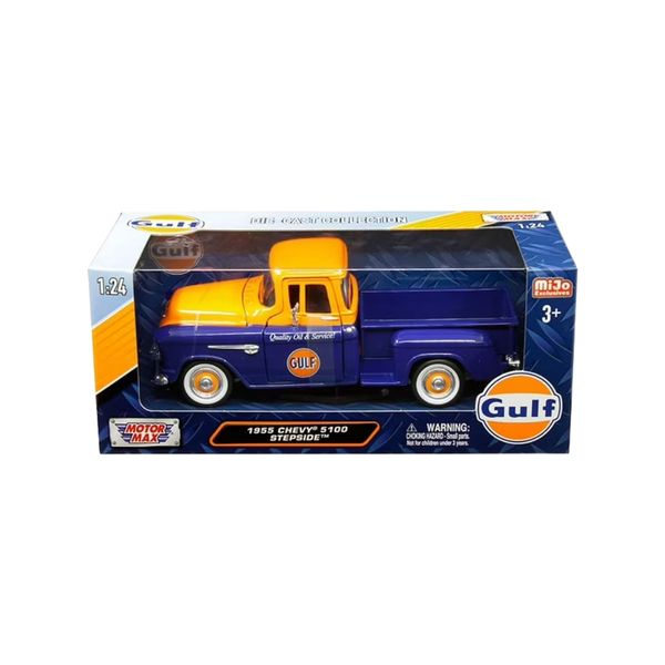 1955- Chevy 5100 Stepside Pickup Truck Gulf Dark Blue and Orange 1/24 Scale