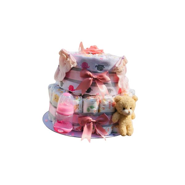 New Baby Girl Pink Nappy Cake