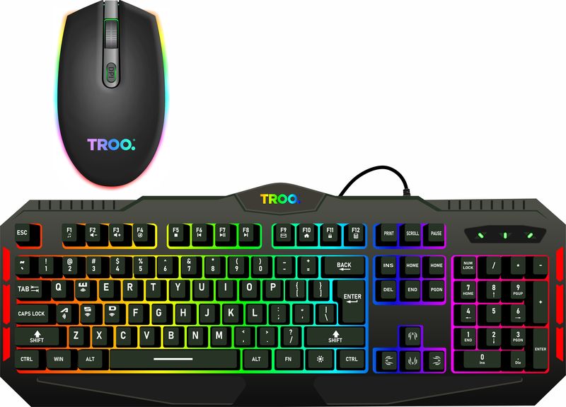 TROO Gaming FULL TILT GAME MASTER Kit - Membrane Keyboard + DPI Mouse (RGB)