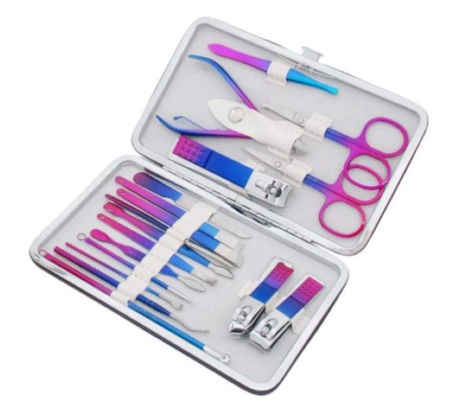 Rainbow Pedicure and Manicure Set - 18 Piece Set