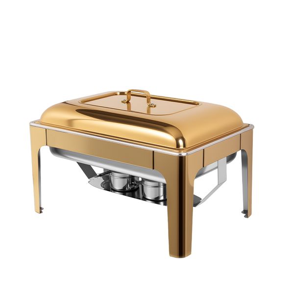 Gold Color Stainless Steel Buffet Stove With Two Pans-CDH-36
