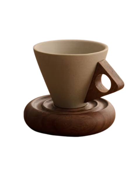 Brown Ceramic 1 Pack Coffee Cup with Saucer