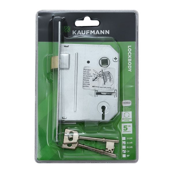 Bulk Pack x 3 Kaufmann Lockbody 3 Lever Sabs Chrome Plated