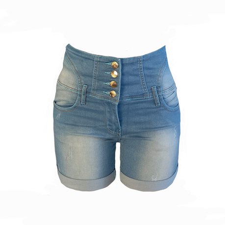 Blue high waisted shorts on sale